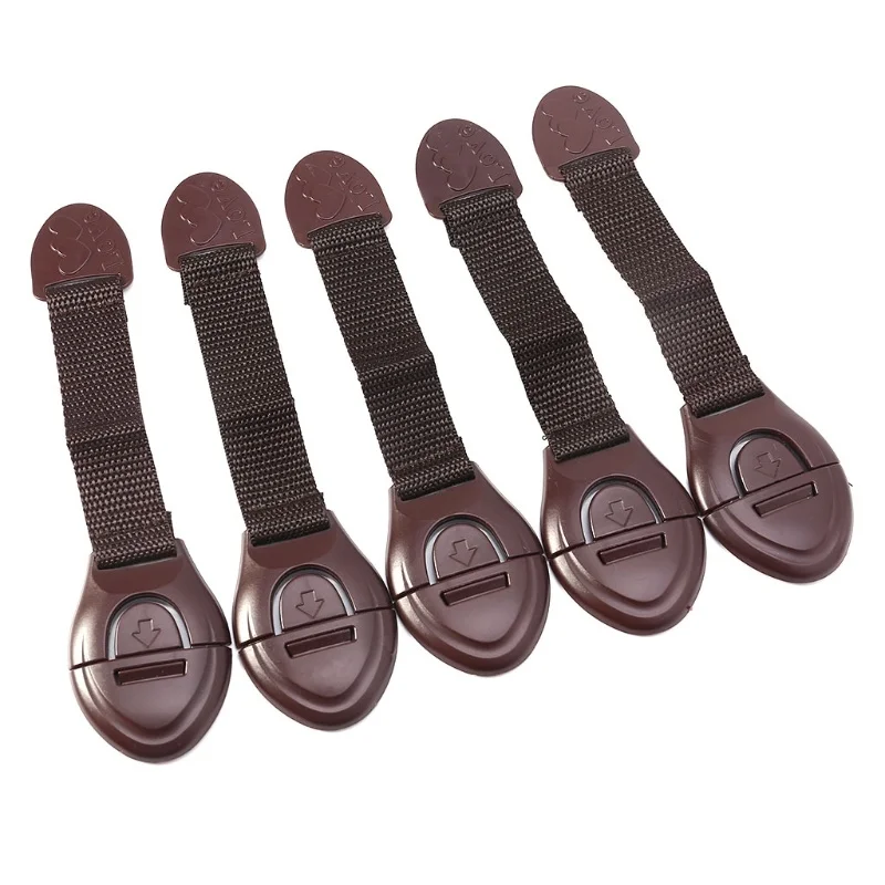 Furniture Hardware Tools - 5 ชิ้น/ล็อตสีน้ําตาลตู้ล็อคความปลอดภัยสําหรับเฟอร์นิเจอร์เด็กประตูลิ้นชักล็อคตู้เย็นล็อคความปลอดภัยเด็ก Proof ทารก Protector