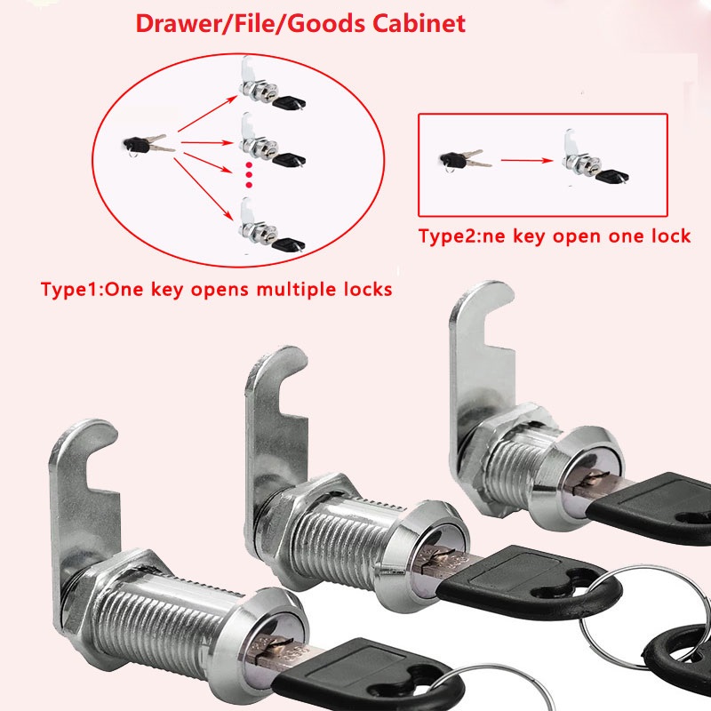 Furniture Hardware Cam Lock - แฟ้ม/สินค้า/ตู้ลิ้นชักล็อค 2 ปุ่มล็อคเฟอร์นิเจอร์ฮาร์ดแวร์ประตูตู้ล็อคสําหรับโต๊ะทํางานกล่องจดหมายล็อค Cam