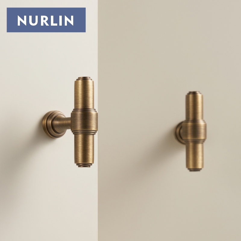 Furniture Hardware Tools - Nurlin ทองเหลืองภาษาฝรั่งเศสคํา Retro Antique Bronze ตู้ครัวประตูลิ้นชักตู้เสื้อผ้าจับ