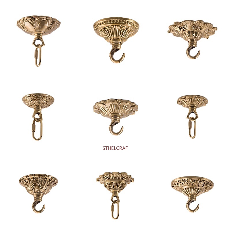Furniture Hardware Tools - ตะขอทองเหลืองคุณภาพสูง 1 ชิ้น สำหรับแขวนโคมไฟ พัดลม ตกแต่งระเบียง