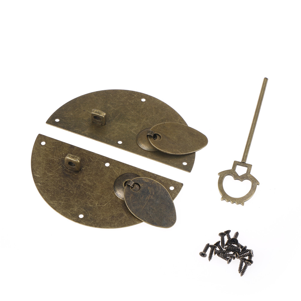 Furniture Hardware Locks - ชุดอุปกรณ์ตกแต่งเฟอร์นิเจอร์สไตล์จีน 1 ชุด ชุดดึงประตูเหล็กแบบวินเทจ พร้อมกุญแจล็อค