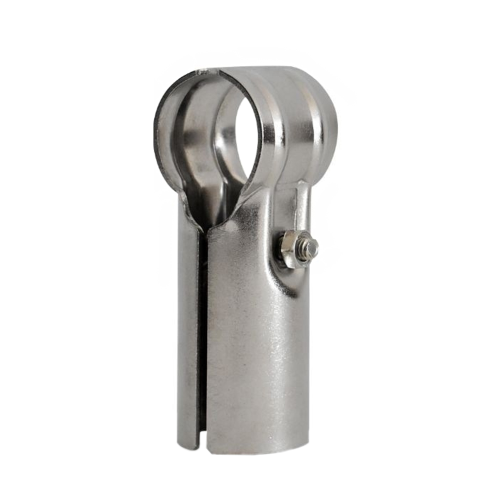 Furniture Hardware Display - ข้อต่อท่อกลมสแตนเลส 2 ชิ้น ตัวเชื่อมต่อท่อเหล็ก ที่ยึดราวแขวนเสื้อผ้า ตัวหนีบยึดแน่น